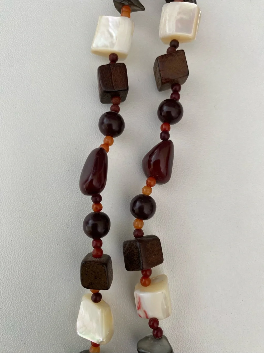 Handcrafted Brown and Cream Beaded Necklace